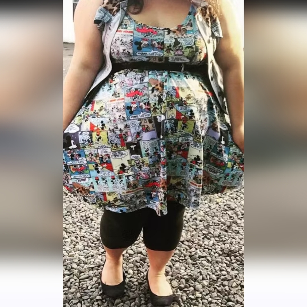 Disney X Torrid Women's Mickey Mouse Colorful Comic Print Mini Dress Size 3 / 3X